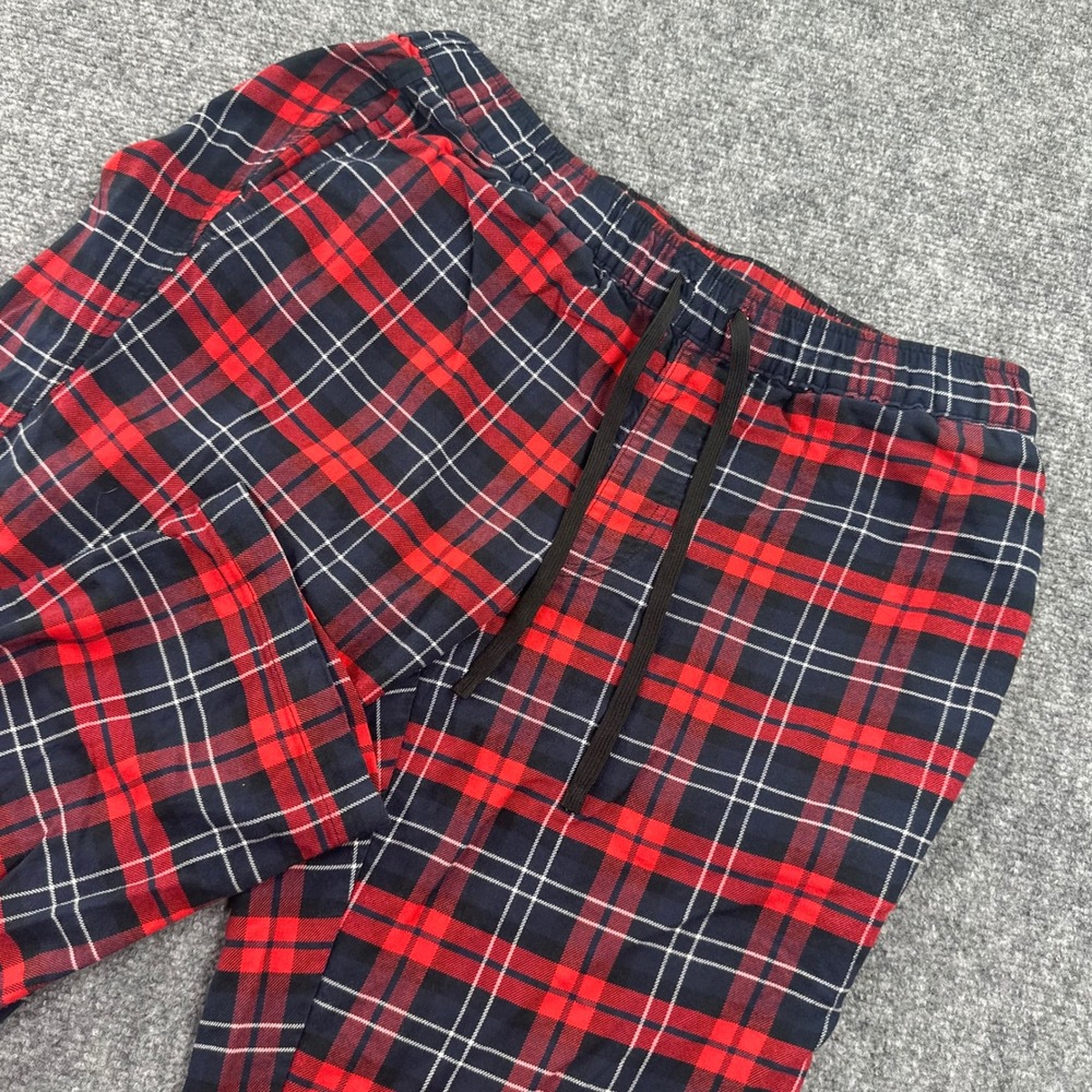 Uniqlo Heattech Pajama Pants Medium Red Plaid Elastic Waist Loungewear Men's